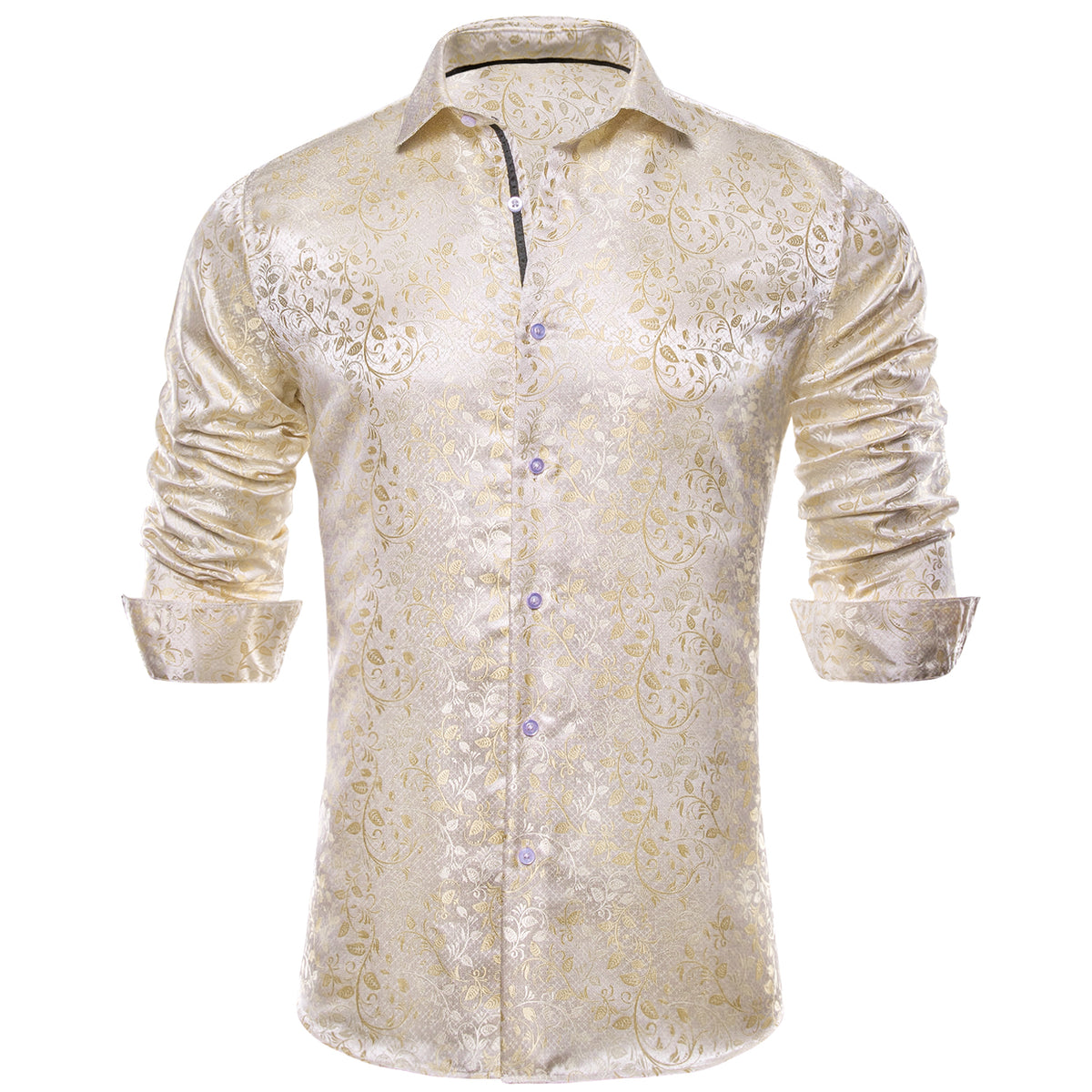 Champagne and White Floral Dress Shirt shirt - Sophisticated Gentlemen