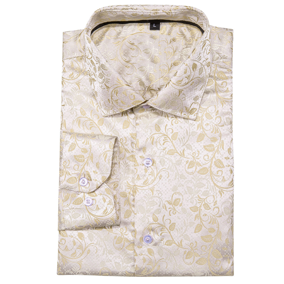 Champagne and White Floral Dress Shirt shirt - Sophisticated Gentlemen