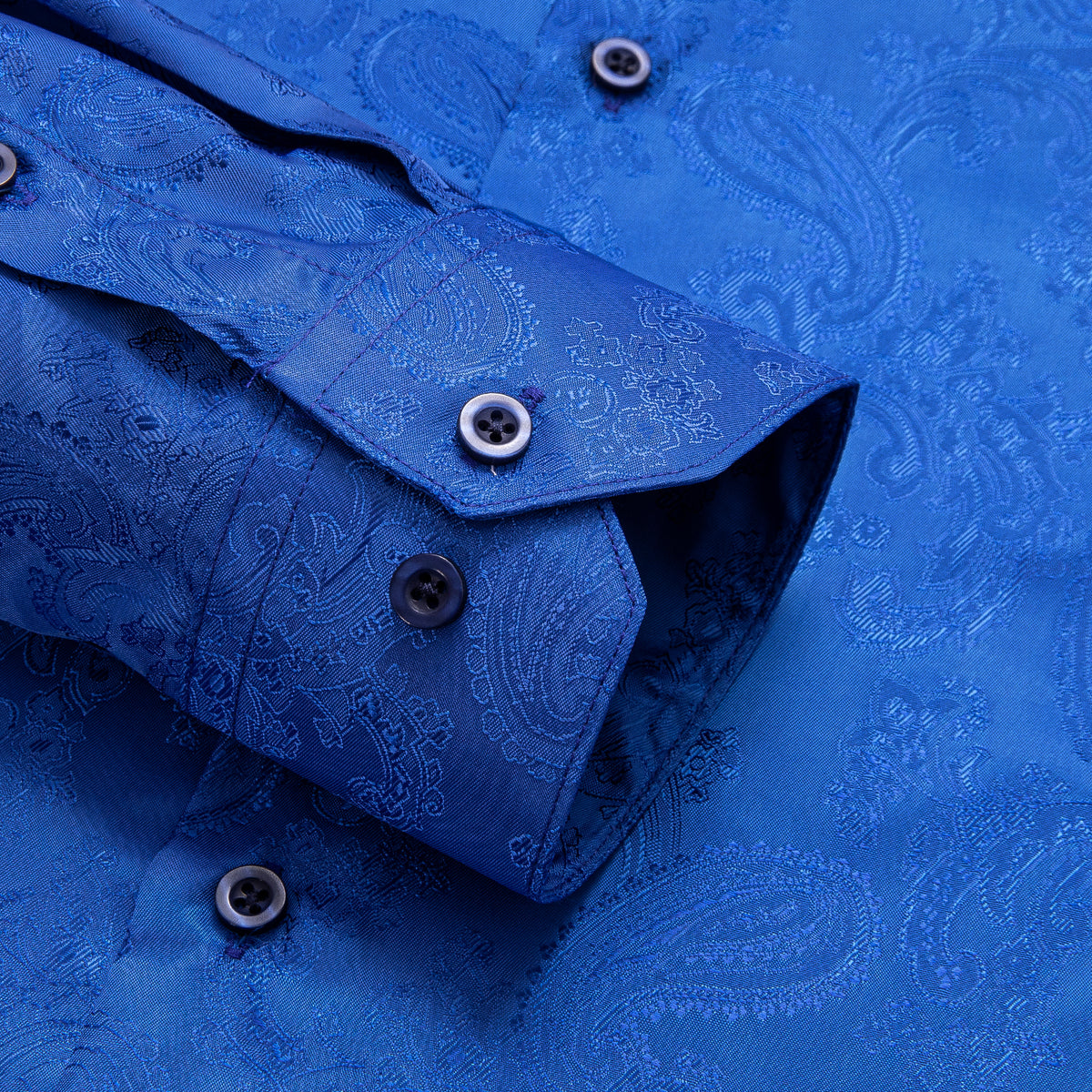 Royal Blue Paisley Silk Dress Shirt shirt - Sophisticated Gentlemen