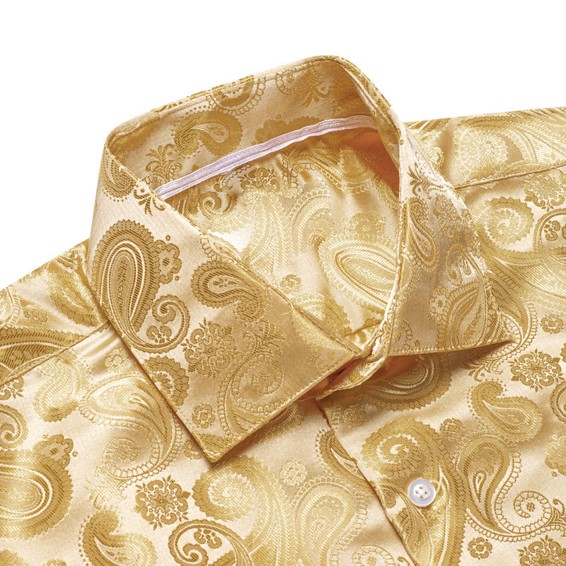 Yellow Paisley Silk Dress Shirt shirt - Sophisticated Gentlemen