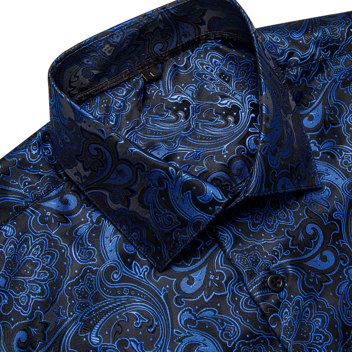 Black and Blue Floral Silk Shirt shirt - Sophisticated Gentlemen