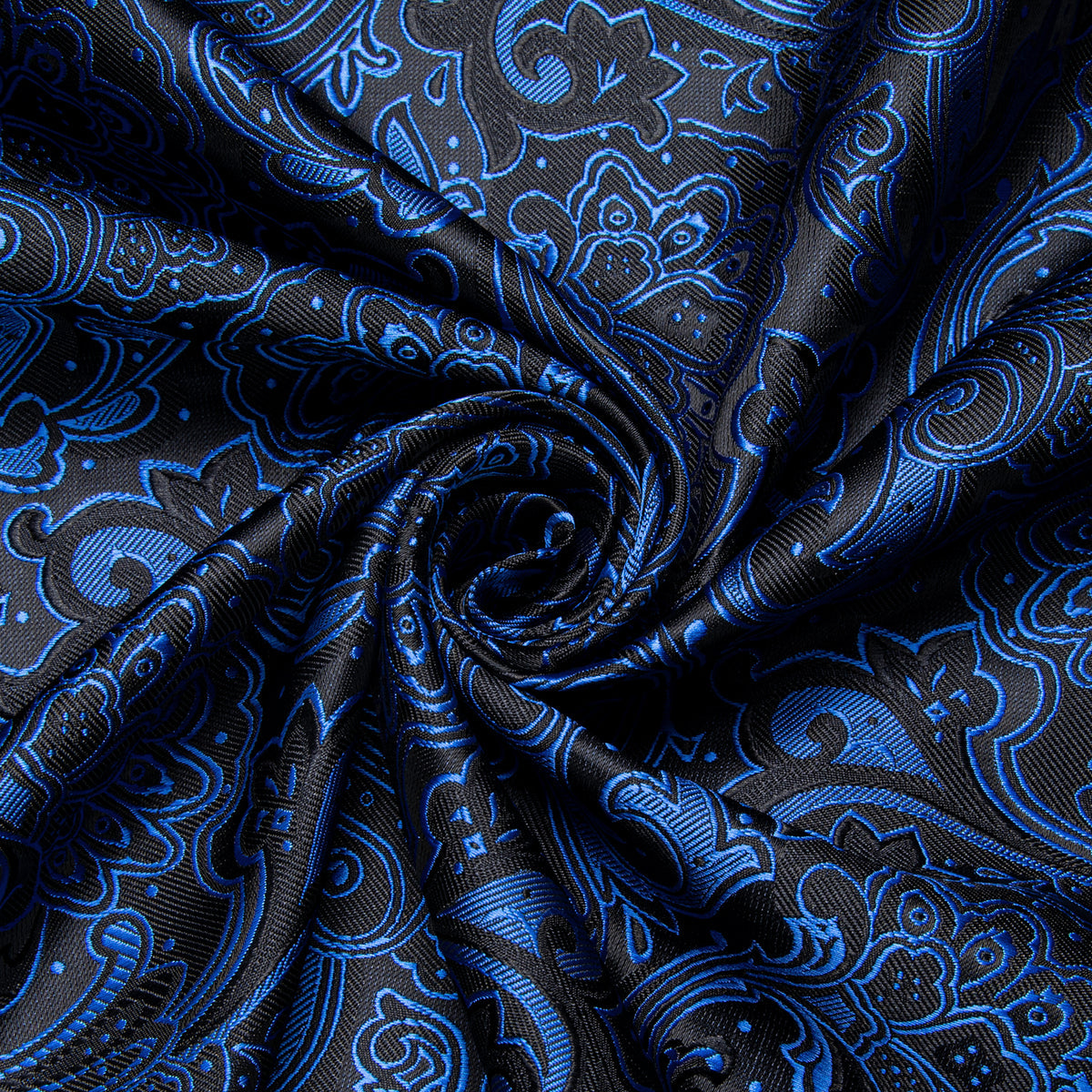 Black and Blue Floral Silk Shirt shirt - Sophisticated Gentlemen