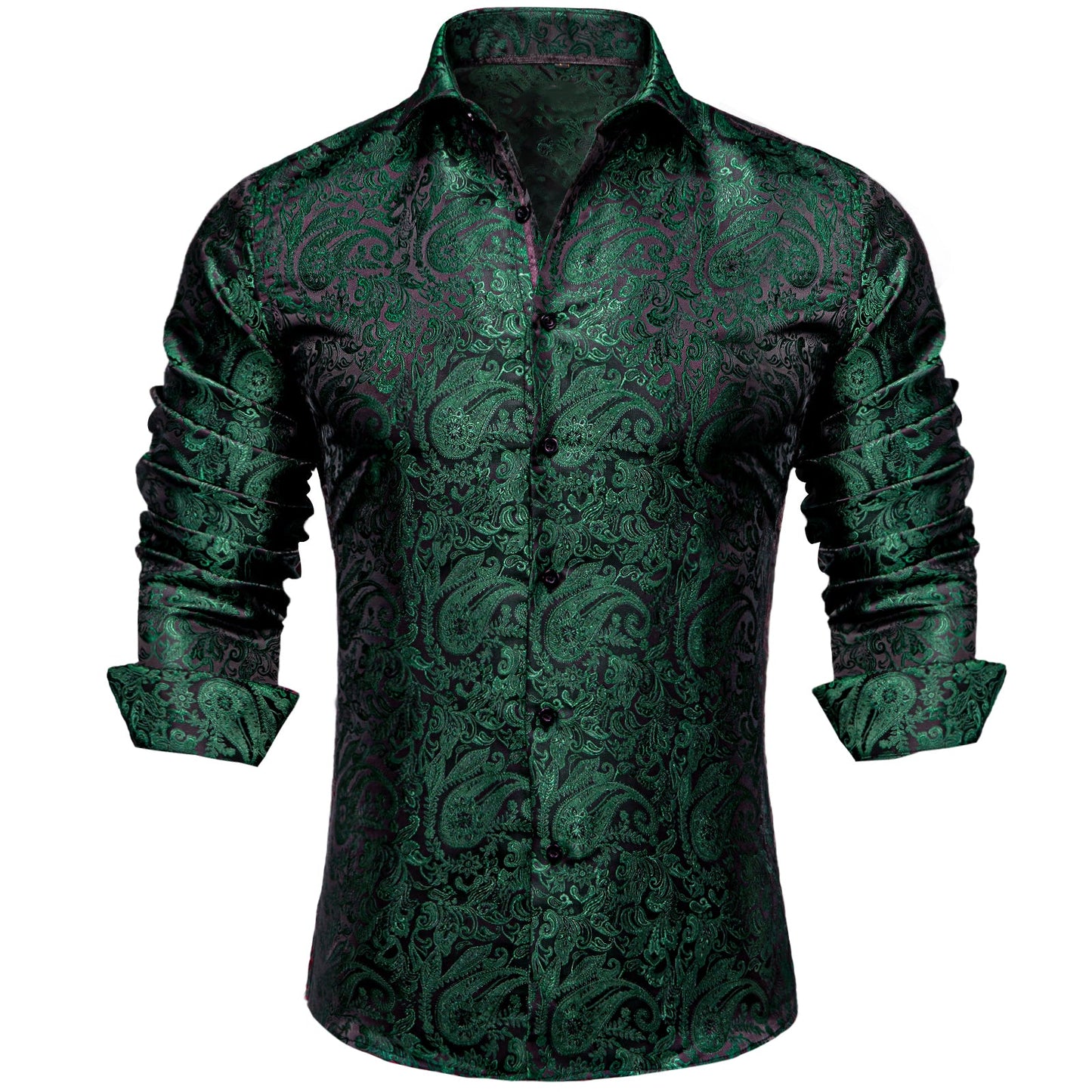 Dark Green Paisley Dress Shirt shirt - Sophisticated Gentlemen