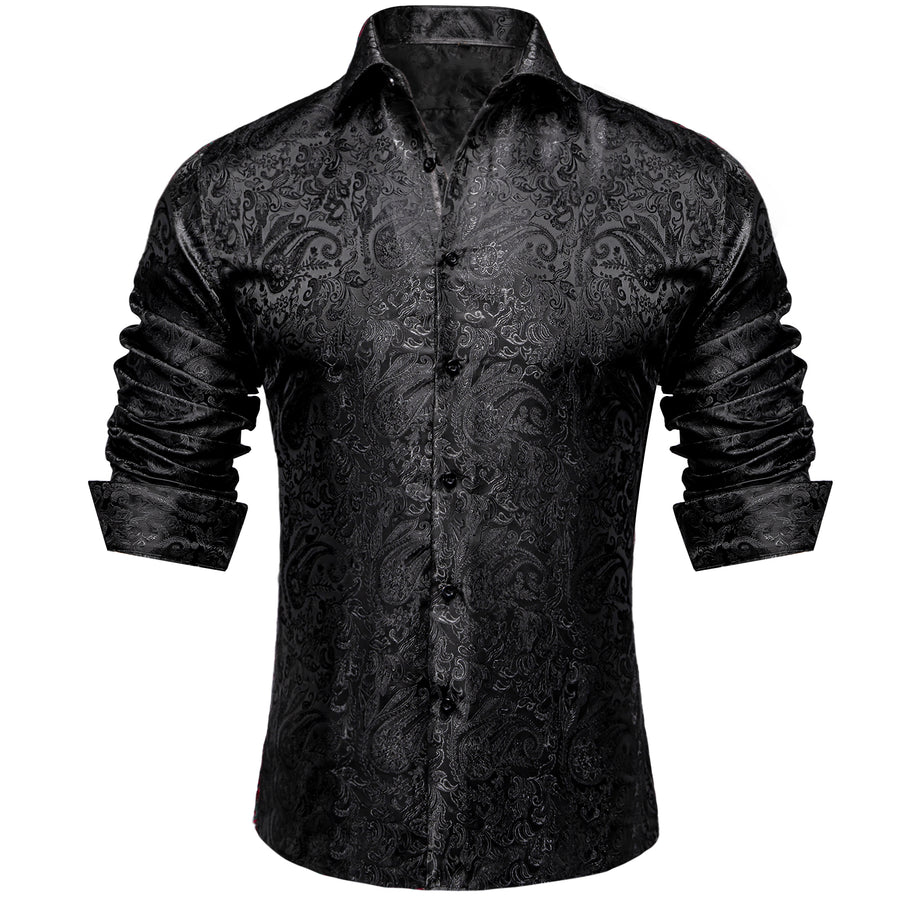Black Paisley Silk Dress Shirt shirt - Sophisticated Gentlemen