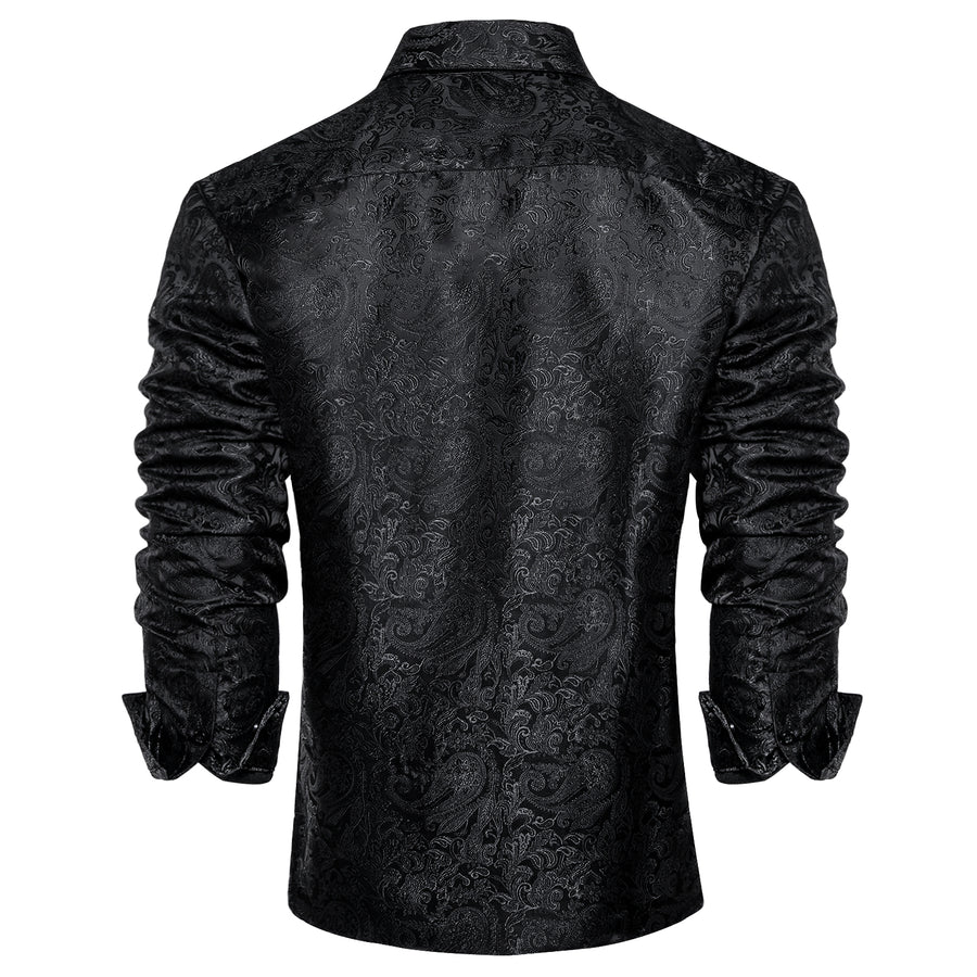 Black Paisley Silk Dress Shirt shirt - Sophisticated Gentlemen