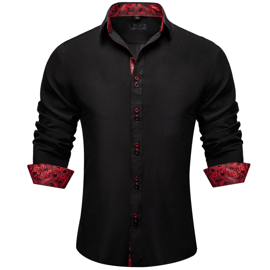 Black with Red Paisley Accent Silk Dress Shirt – Sophisticated