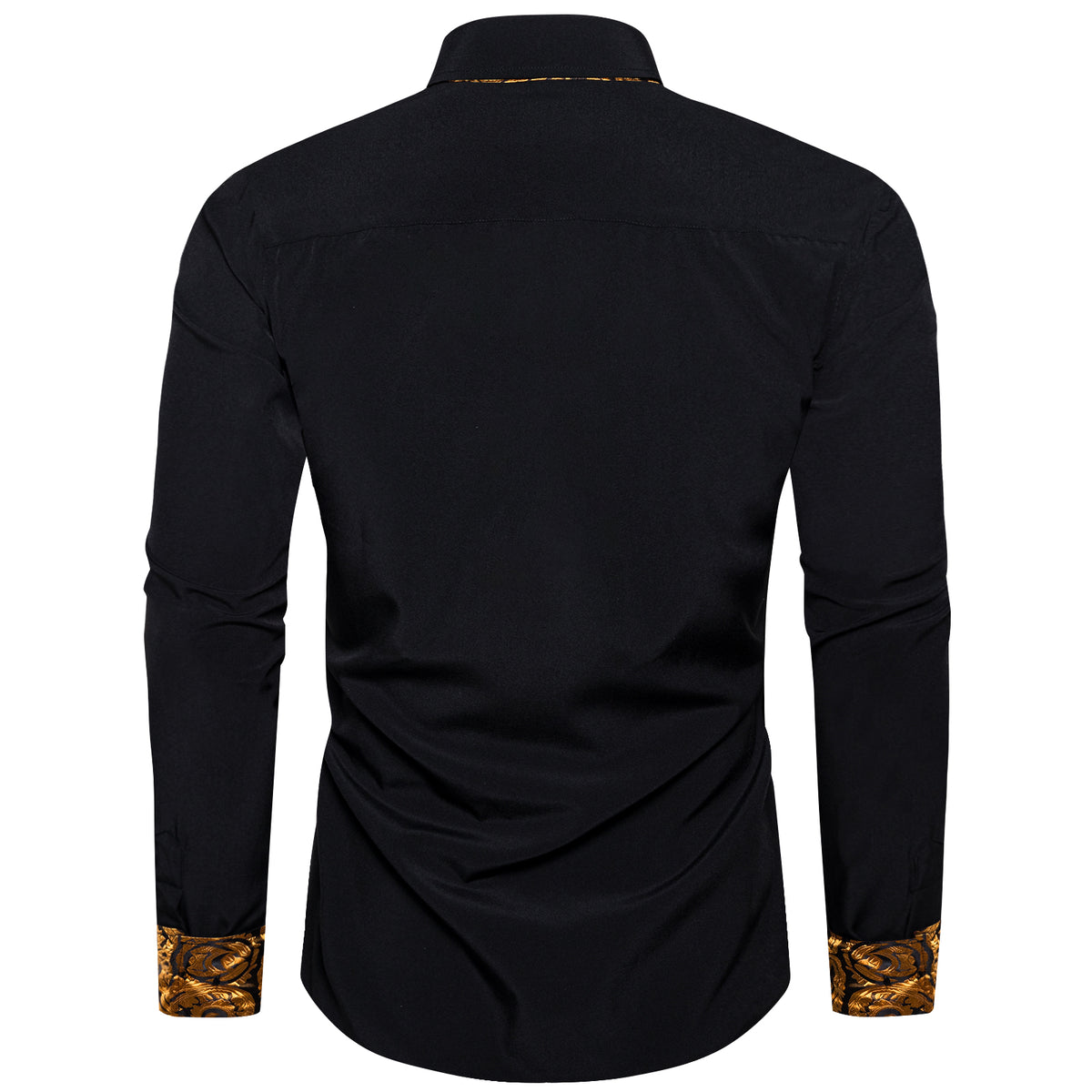 Black Shirt With Gold Paisley Accent shirt - Sophisticated Gentlemen