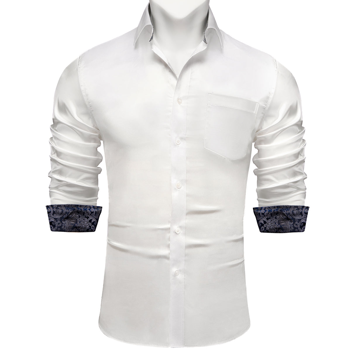 White Shirt With Royal Blue Paisley Accent shirt S - Sophisticated Gentlemen