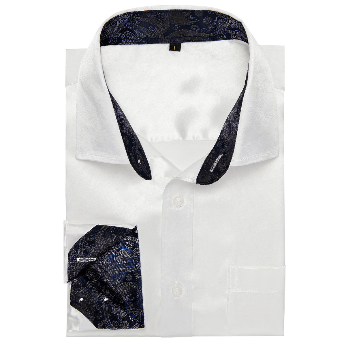 White Shirt With Royal Blue Paisley Accent shirt - Sophisticated Gentlemen