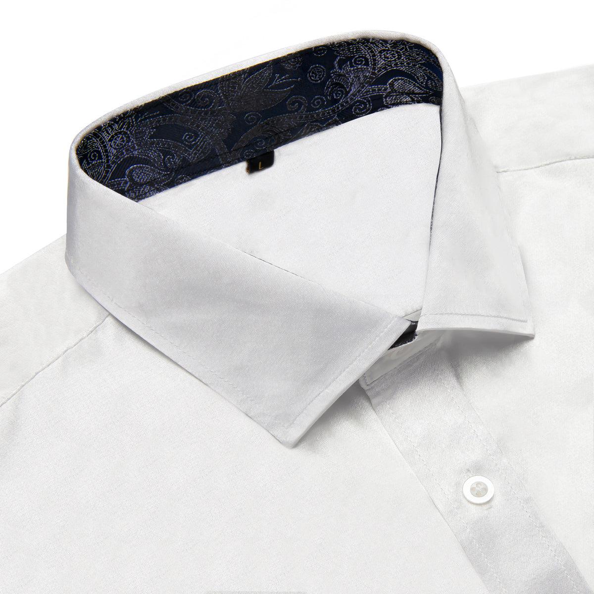 White Shirt With Royal Blue Paisley Accent shirt - Sophisticated Gentlemen