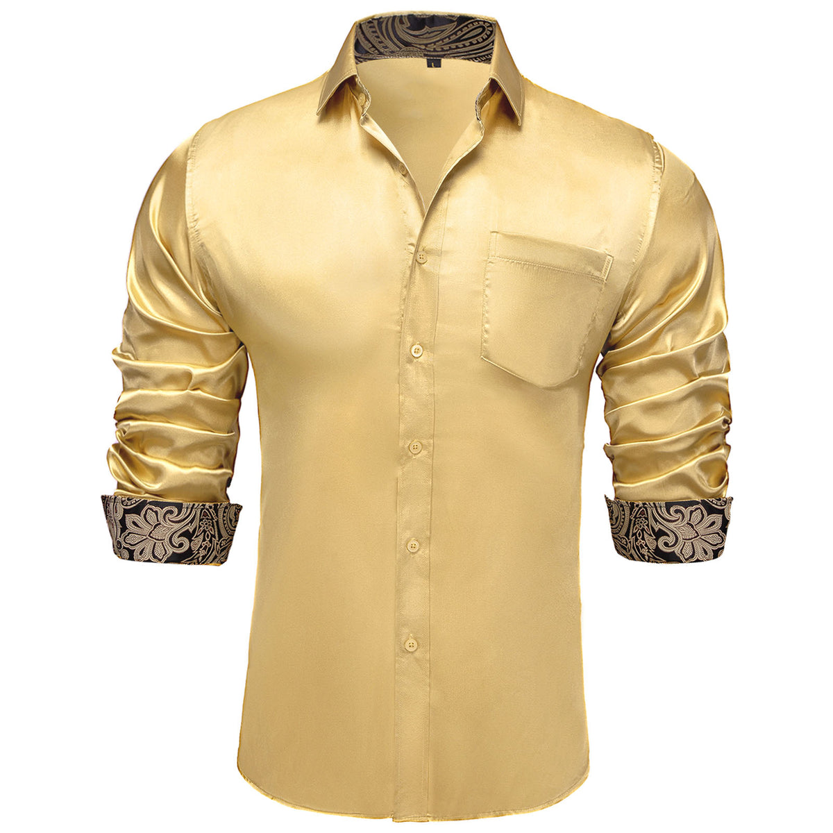 Golden Shirt with Black Paisley Accent shirt S - Sophisticated Gentlemen