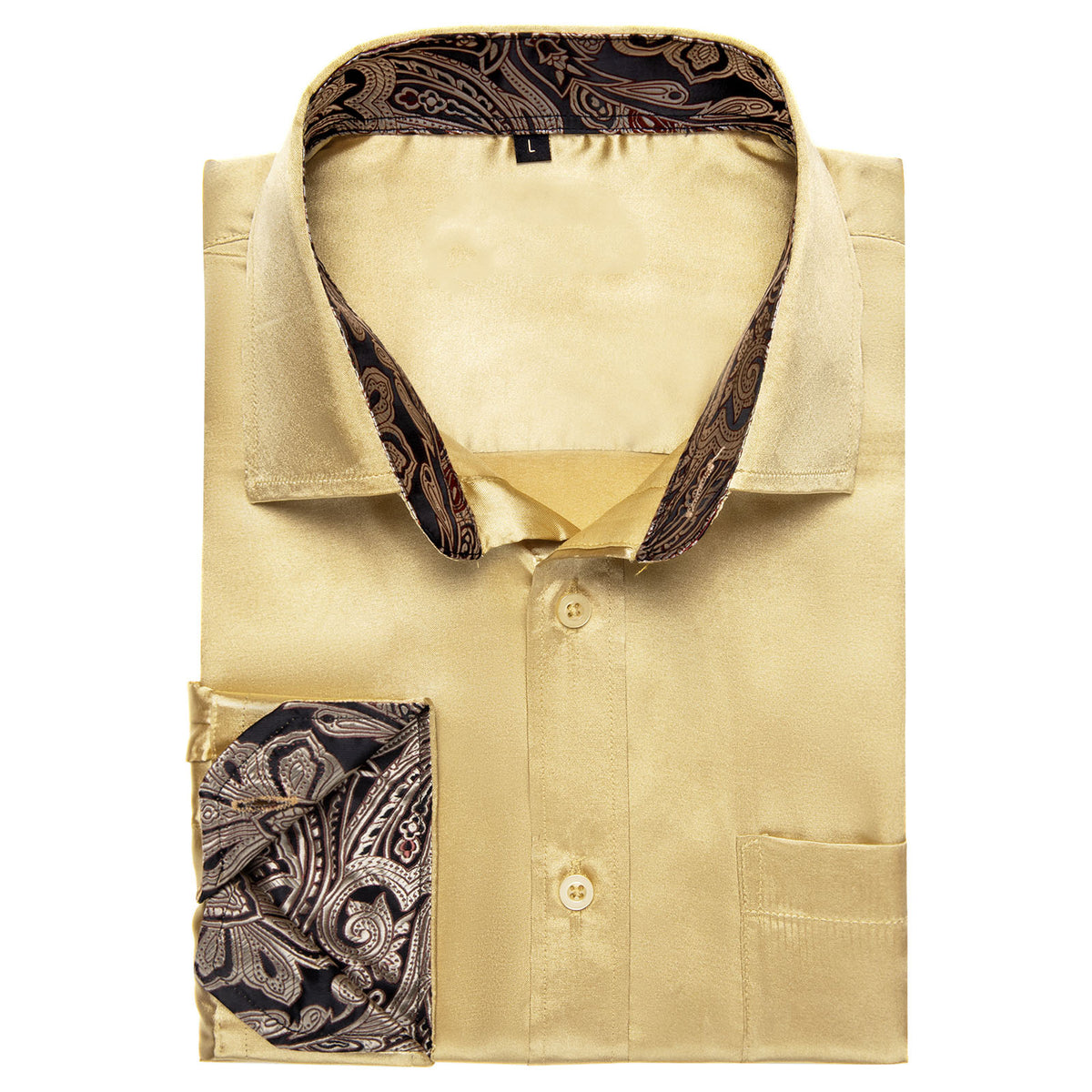 Golden Shirt with Black Paisley Accent shirt - Sophisticated Gentlemen