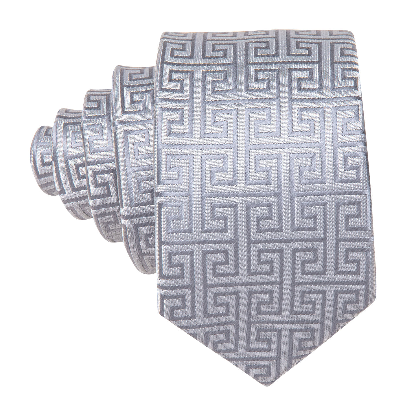 Tie, Pocket Square and Cufflinks In Silver