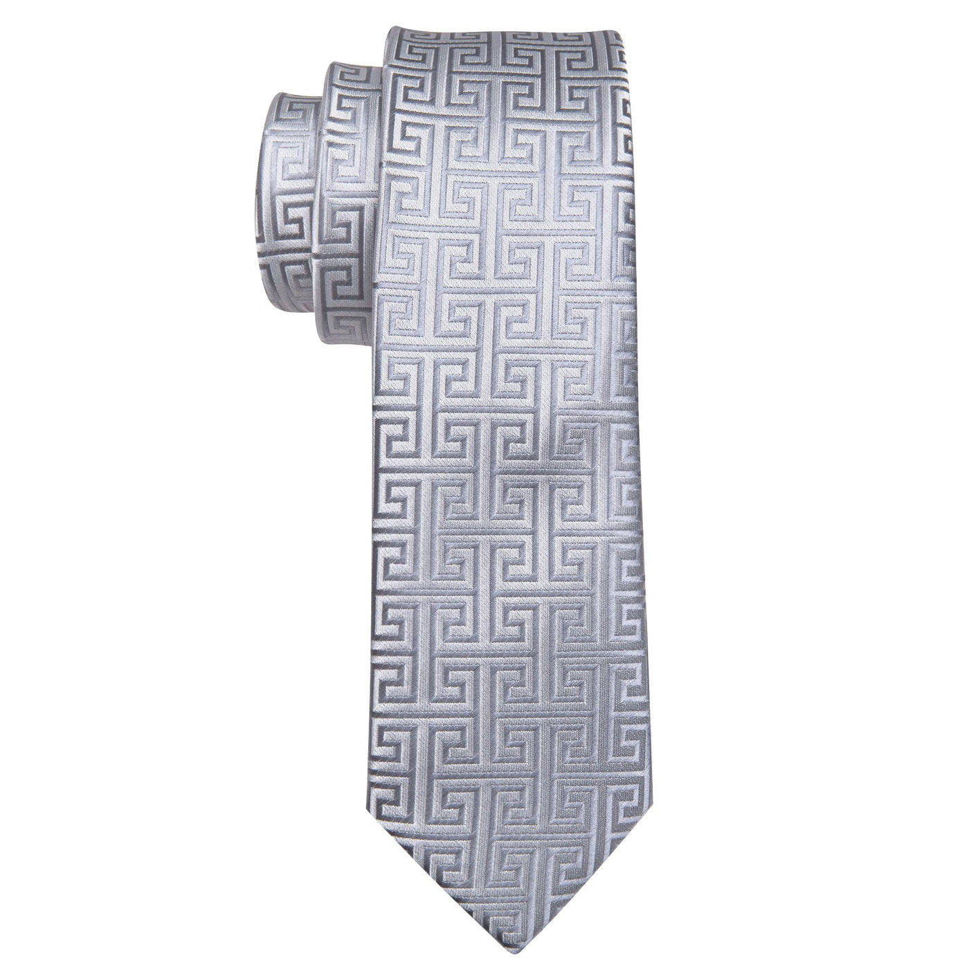 Tie, Pocket Square and Cufflinks In Silver