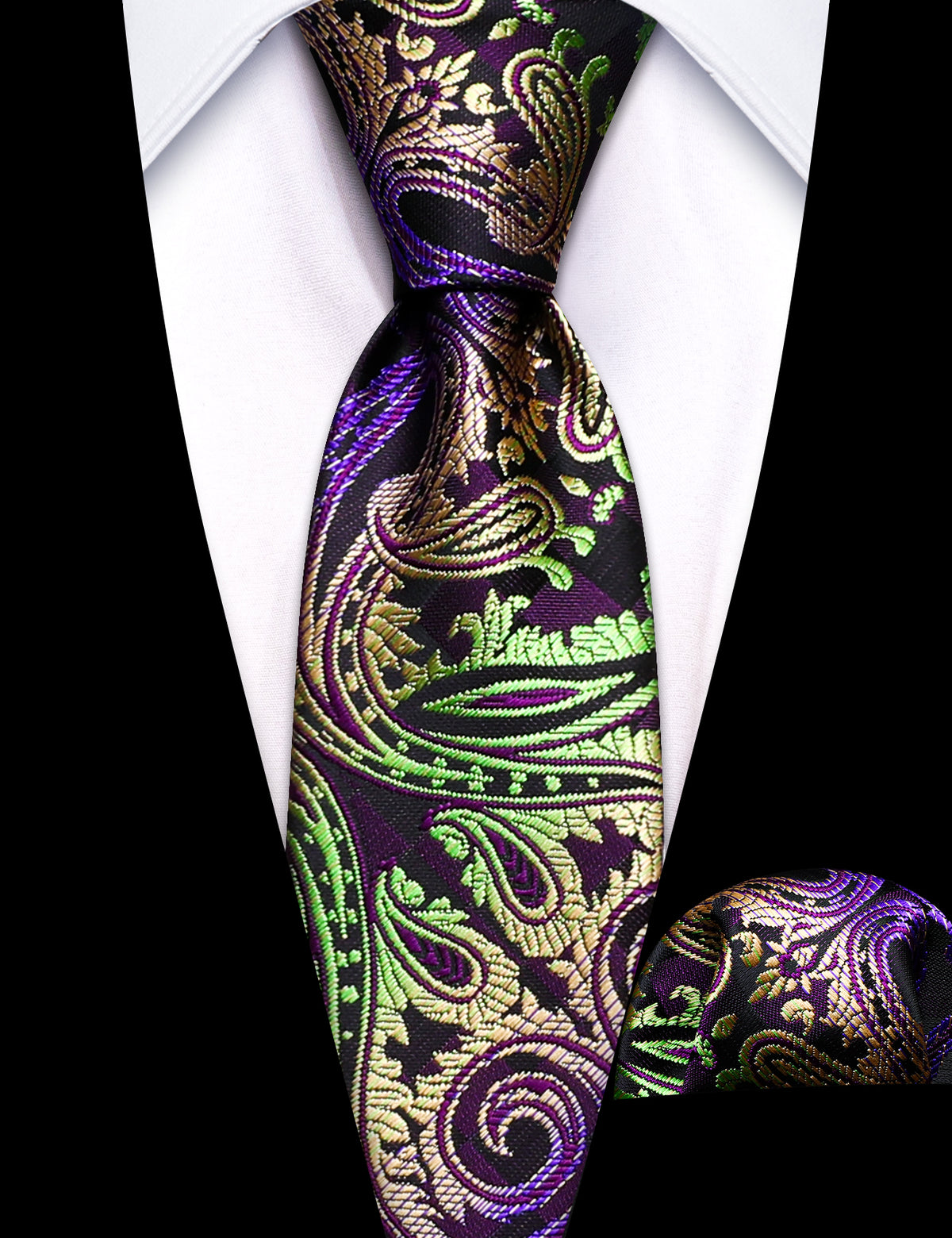Purple Gold Paisley Children Tie, Pocket Square and Cufflinks Set tie sets - Sophisticated Gentlemen