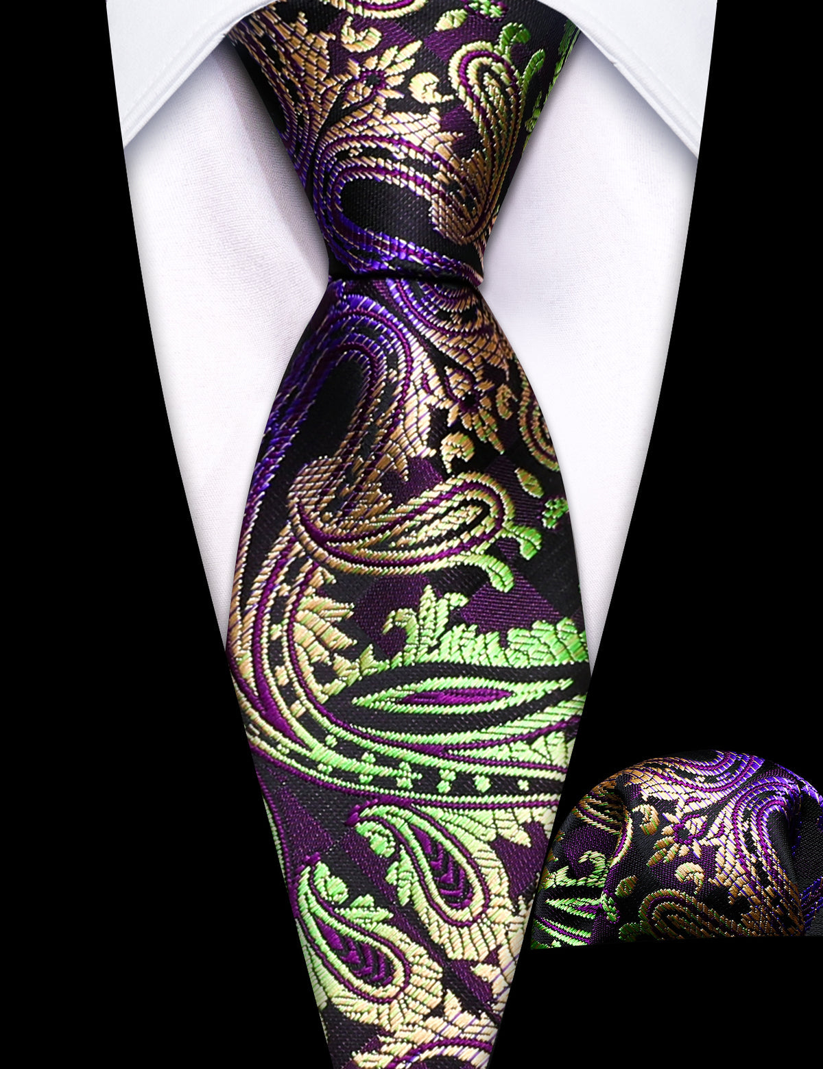 Purple Gold Paisley Children Tie, Pocket Square and Cufflinks Set tie sets - Sophisticated Gentlemen