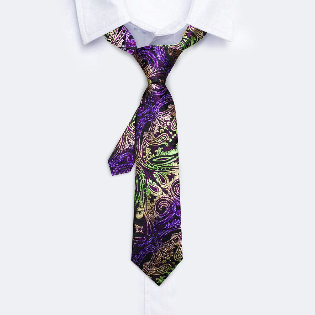 Purple Gold Paisley Children Tie, Pocket Square and Cufflinks Set tie sets - Sophisticated Gentlemen