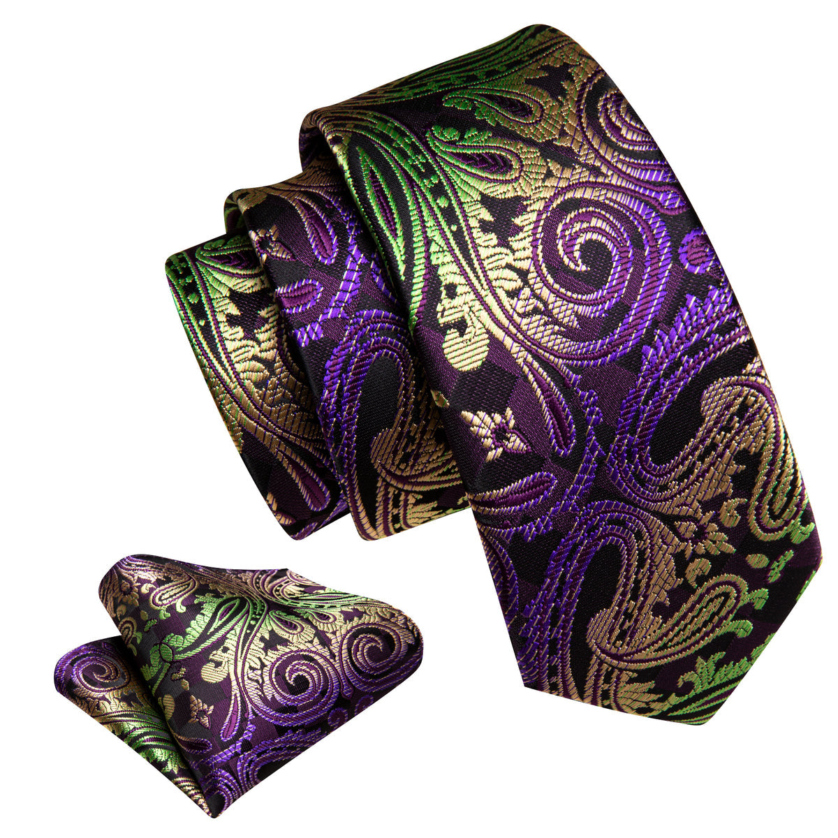 Purple Gold Paisley Children Tie, Pocket Square and Cufflinks Set tie sets - Sophisticated Gentlemen