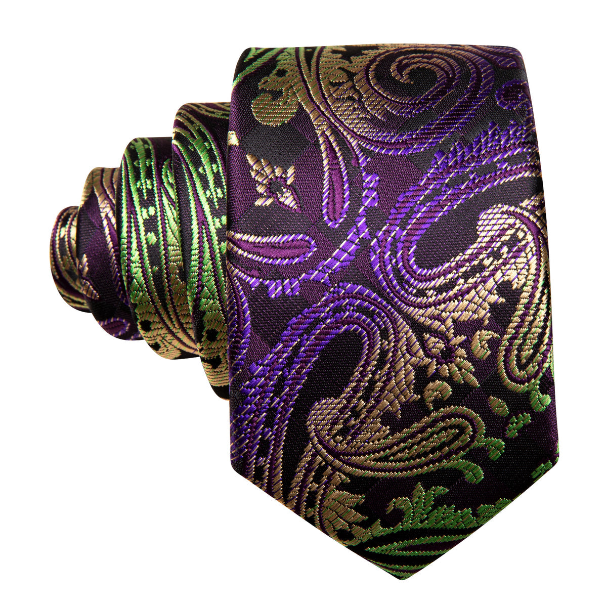 Purple Gold Paisley Children Tie, Pocket Square and Cufflinks Set tie sets - Sophisticated Gentlemen
