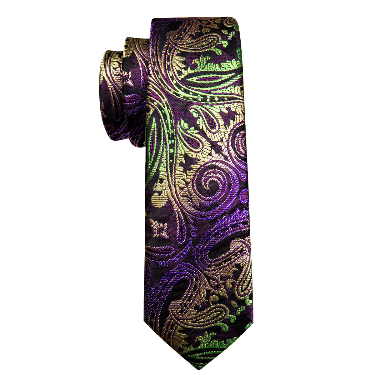 Purple Gold Paisley Children Tie, Pocket Square and Cufflinks Set tie sets - Sophisticated Gentlemen