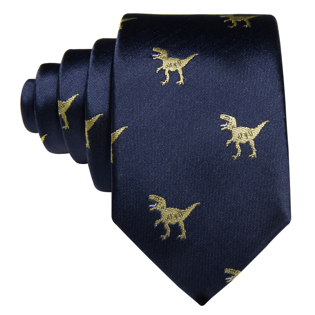 Blue Dinosaur Silk Kid's Tie, Pocket Square and Cufflinks Set tie sets - Sophisticated Gentlemen