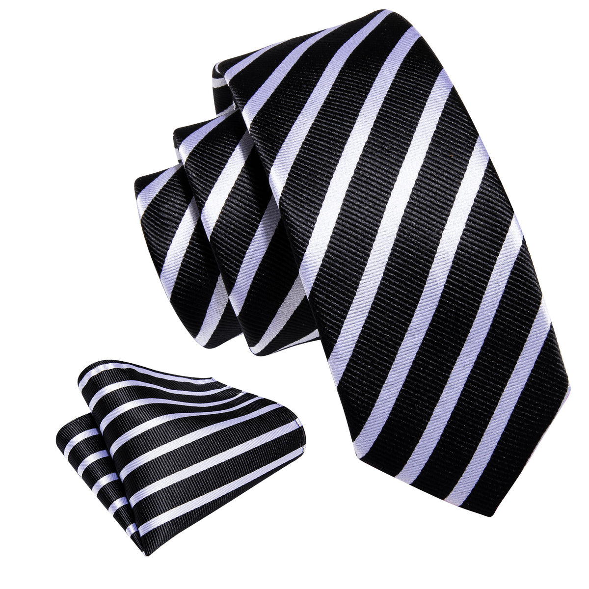 Black White Striped Children Tie, Pocket Square and Cufflinks Set tie sets - Sophisticated Gentlemen