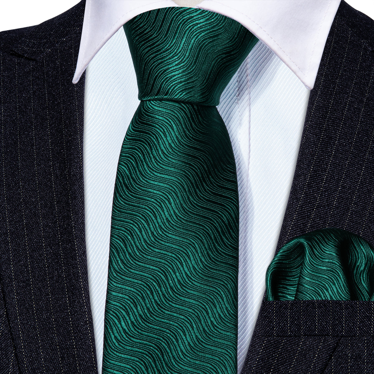 Green Solid Children Tie, Pocket Square and Cufflinks Set tie sets - Sophisticated Gentlemen
