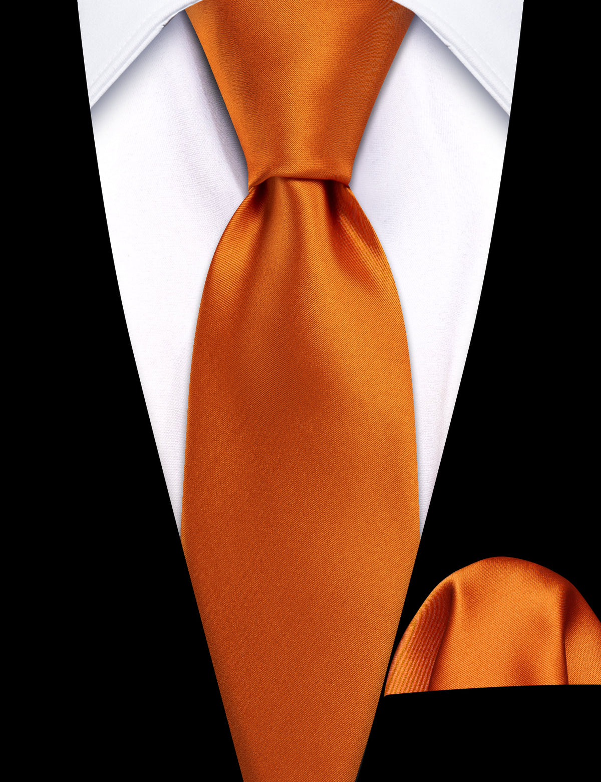 Orange Solid Tie, Pocket Square and Cufflinks Set tie sets - Sophisticated Gentlemen