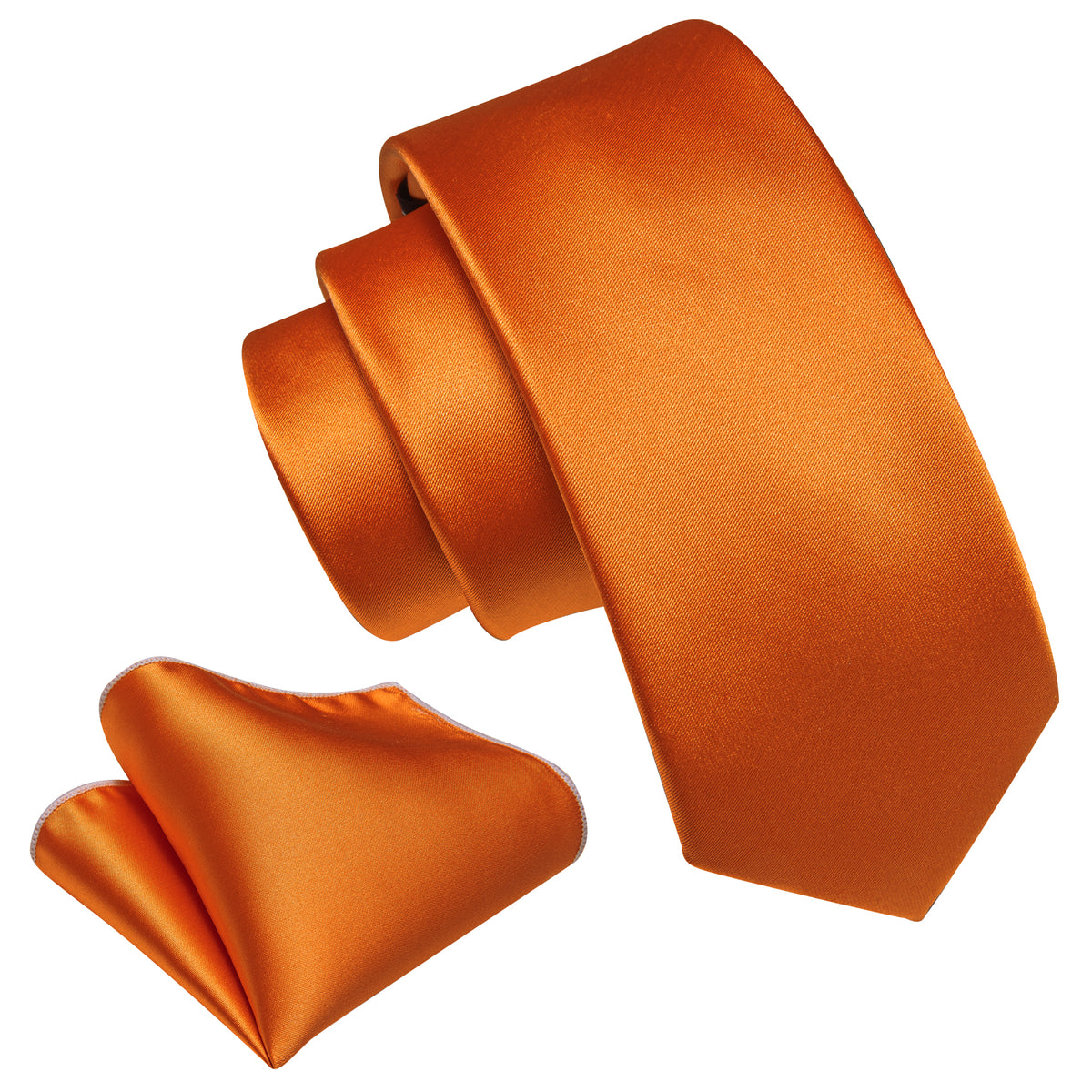 Orange Solid Tie, Pocket Square and Cufflinks Set tie sets - Sophisticated Gentlemen