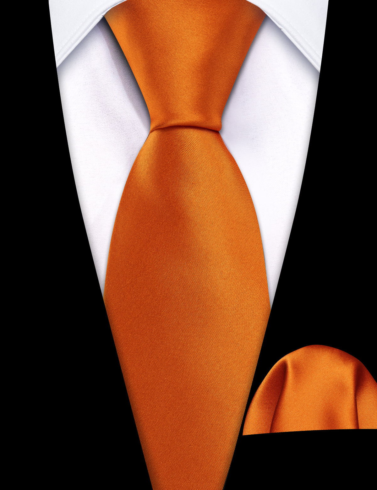 Orange Solid Tie, Pocket Square and Cufflinks Set tie sets - Sophisticated Gentlemen