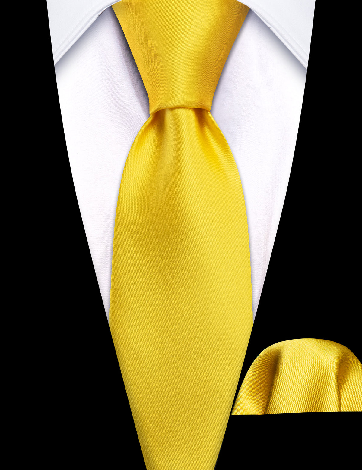 Yellow Solid Tie, Pocket Square and Cufflinks Set tie sets - Sophisticated Gentlemen
