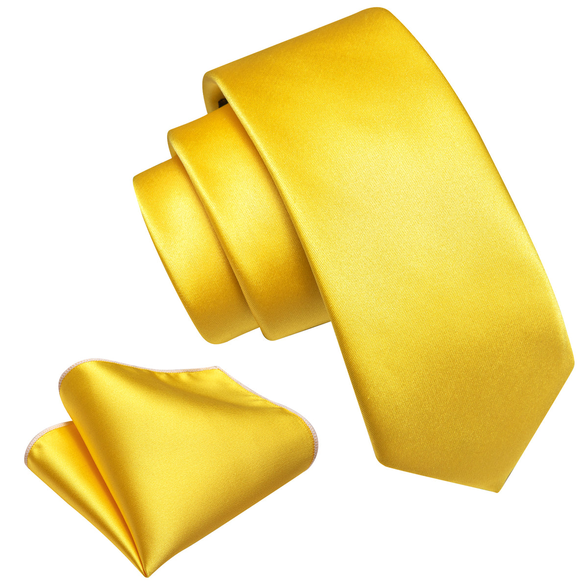 Yellow Solid Tie, Pocket Square and Cufflinks Set tie sets - Sophisticated Gentlemen