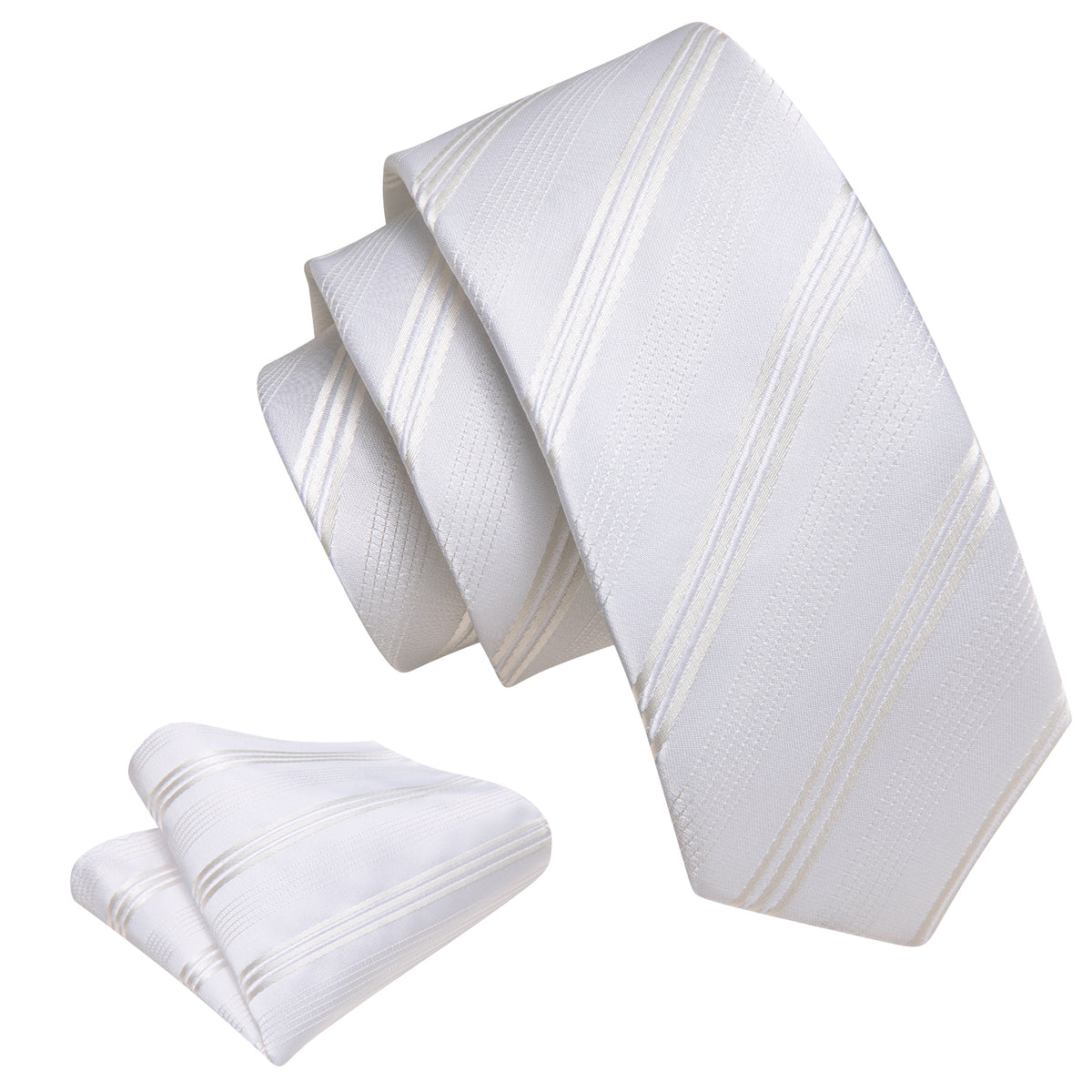 White Striped Children Tie, Pocket Square and Cufflinks Set tie sets - Sophisticated Gentlemen