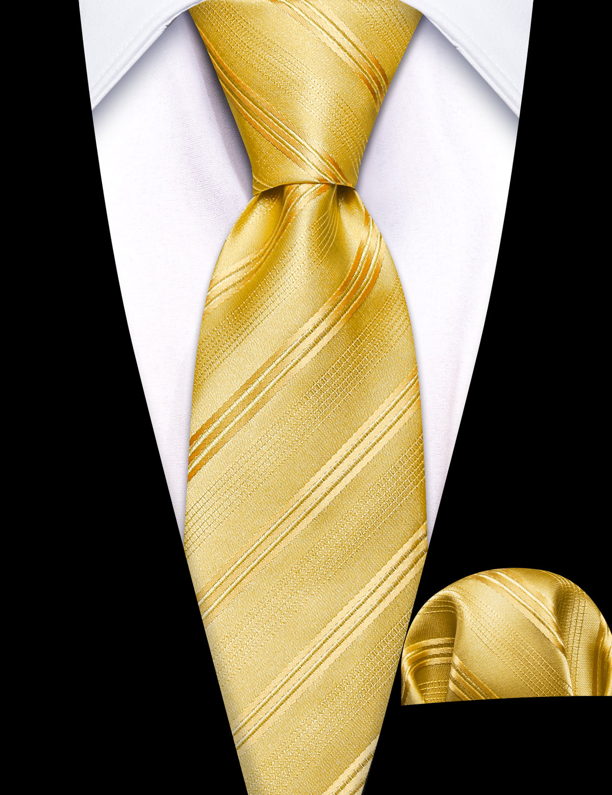 Gold Striped Children Tie, Pocket Square and Cufflinks Set tie sets - Sophisticated Gentlemen