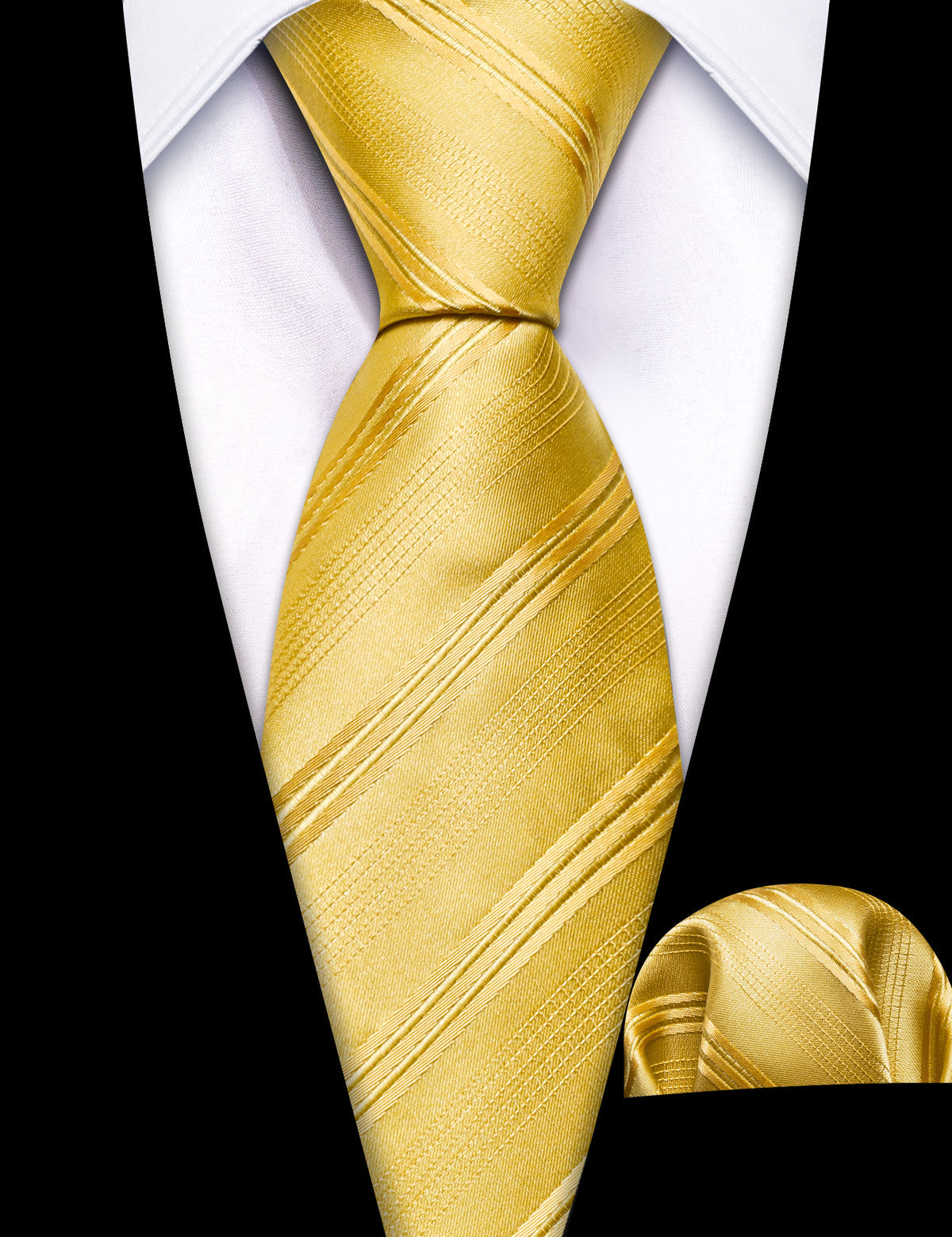 Gold Striped Children Tie, Pocket Square and Cufflinks Set tie sets - Sophisticated Gentlemen