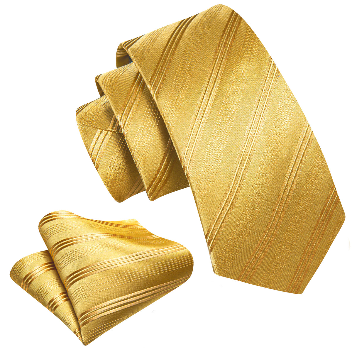 Gold Striped Children Tie, Pocket Square and Cufflinks Set tie sets - Sophisticated Gentlemen