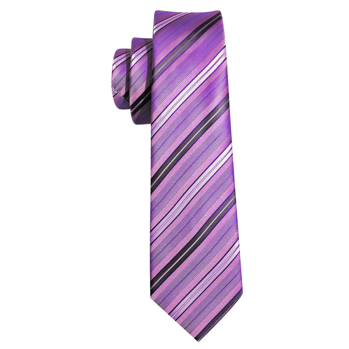 Purple Pink Striped Children Tie, Pocket Square and Cufflinks Set tie sets - Sophisticated Gentlemen