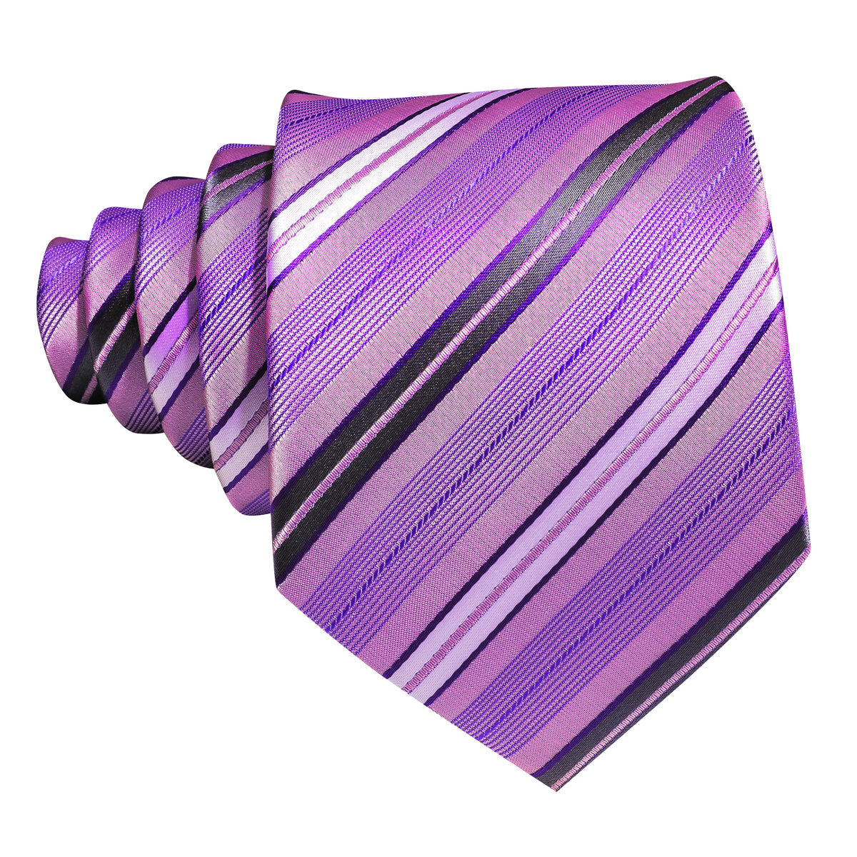 Purple Pink Striped Children Tie, Pocket Square and Cufflinks Set tie sets - Sophisticated Gentlemen
