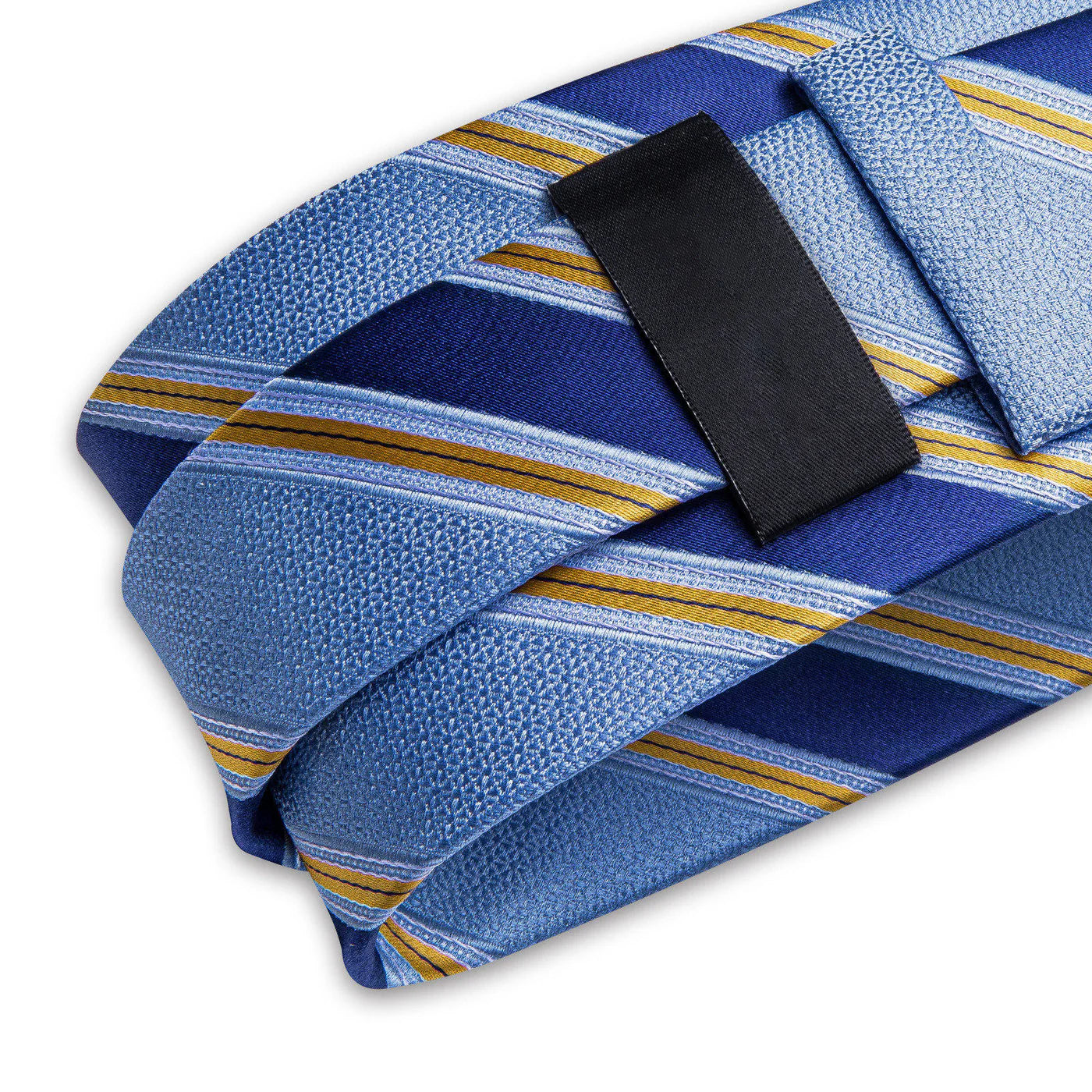 Light Blue & Navy Striped Silk Tie Set with Pocket Square and Cufflinks tie sets - Sophisticated Gentlemen