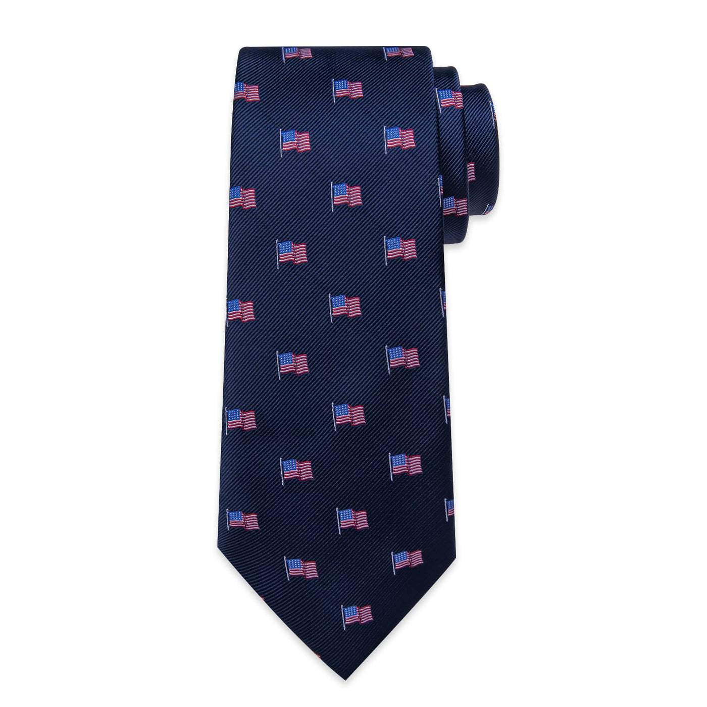 Navy Blue American Flag Tie, Pocket Square & Cufflinks Set – Patriotic Men's Accessory tie sets - Sophisticated Gentlemen
