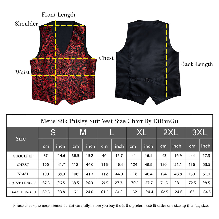 Regal Black & Crimson Paisley Silk Vest Set vest set - Sophisticated Gentlemen