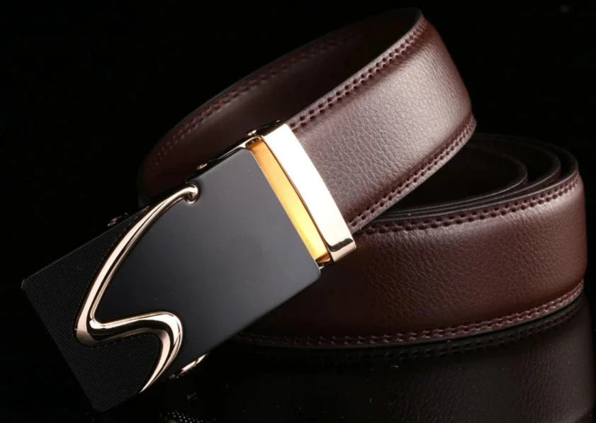 Modern S Buckle Leather Belt Belt - Sophisticated Gentlemen