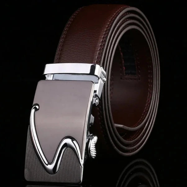 Modern S Buckle Leather Belt Belt - Sophisticated Gentlemen