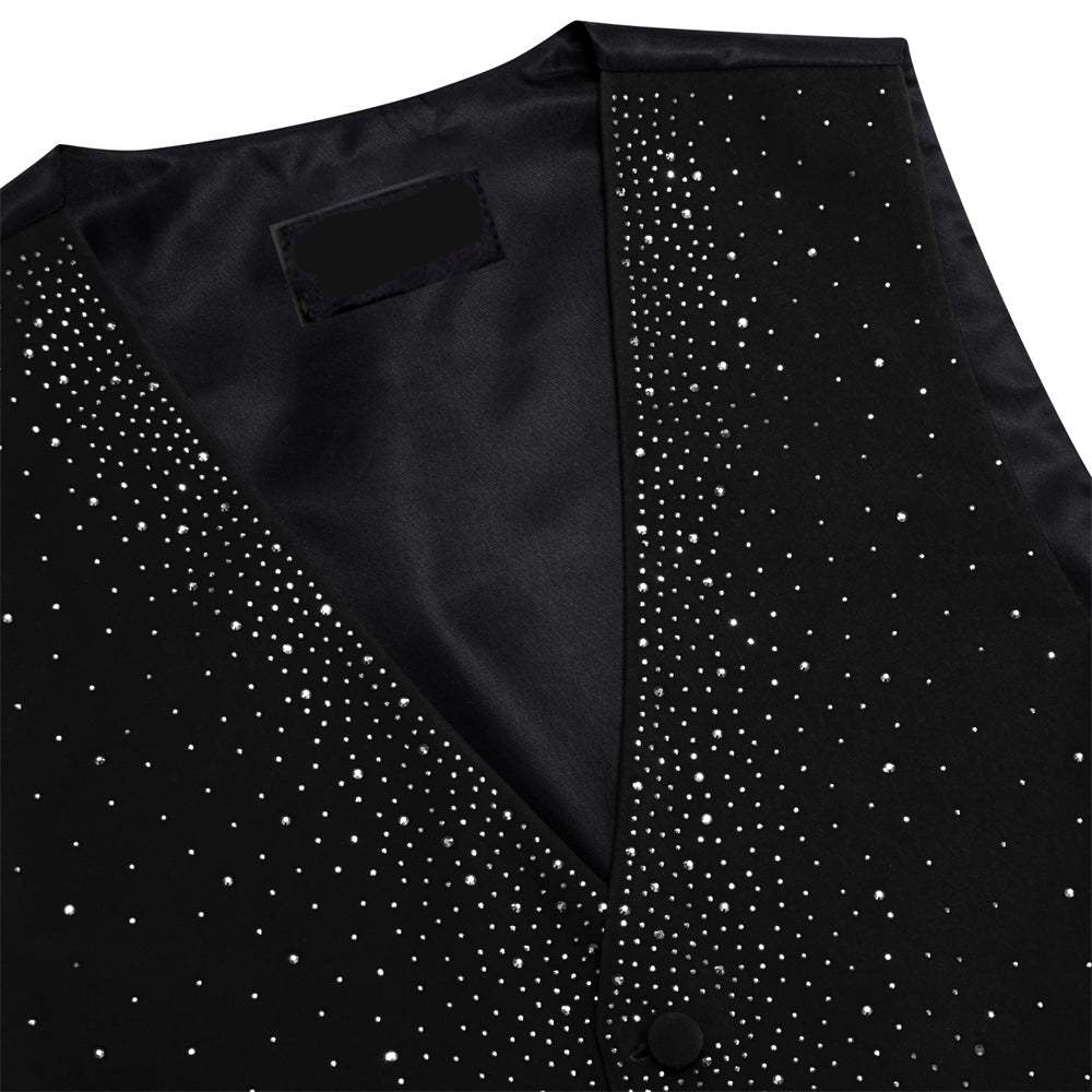 Black Sparkling Rhinestone Vest & Bow Tie Set vest set - Sophisticated Gentlemen