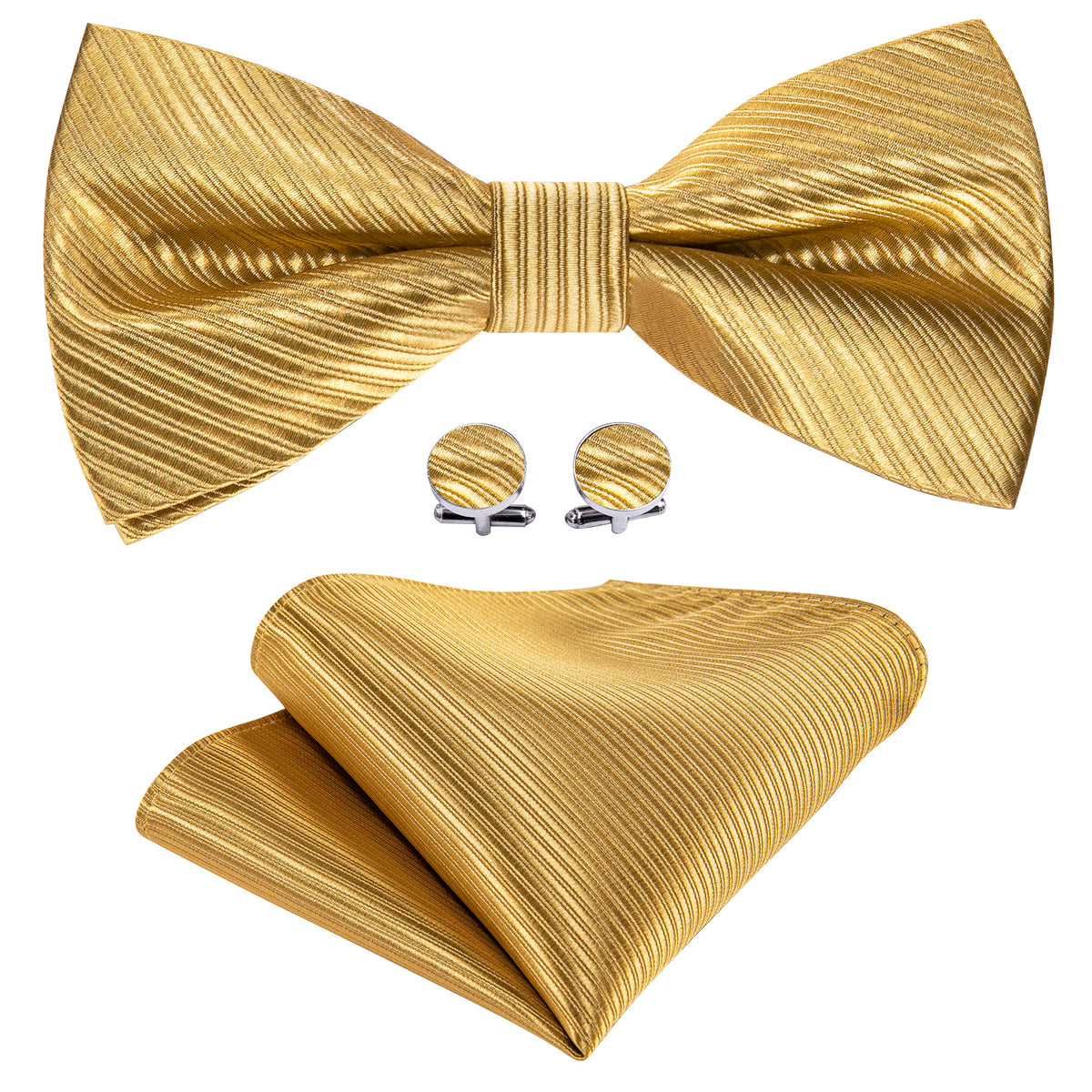 Golden Striped Bow Tie Set bow ties - Sophisticated Gentlemen