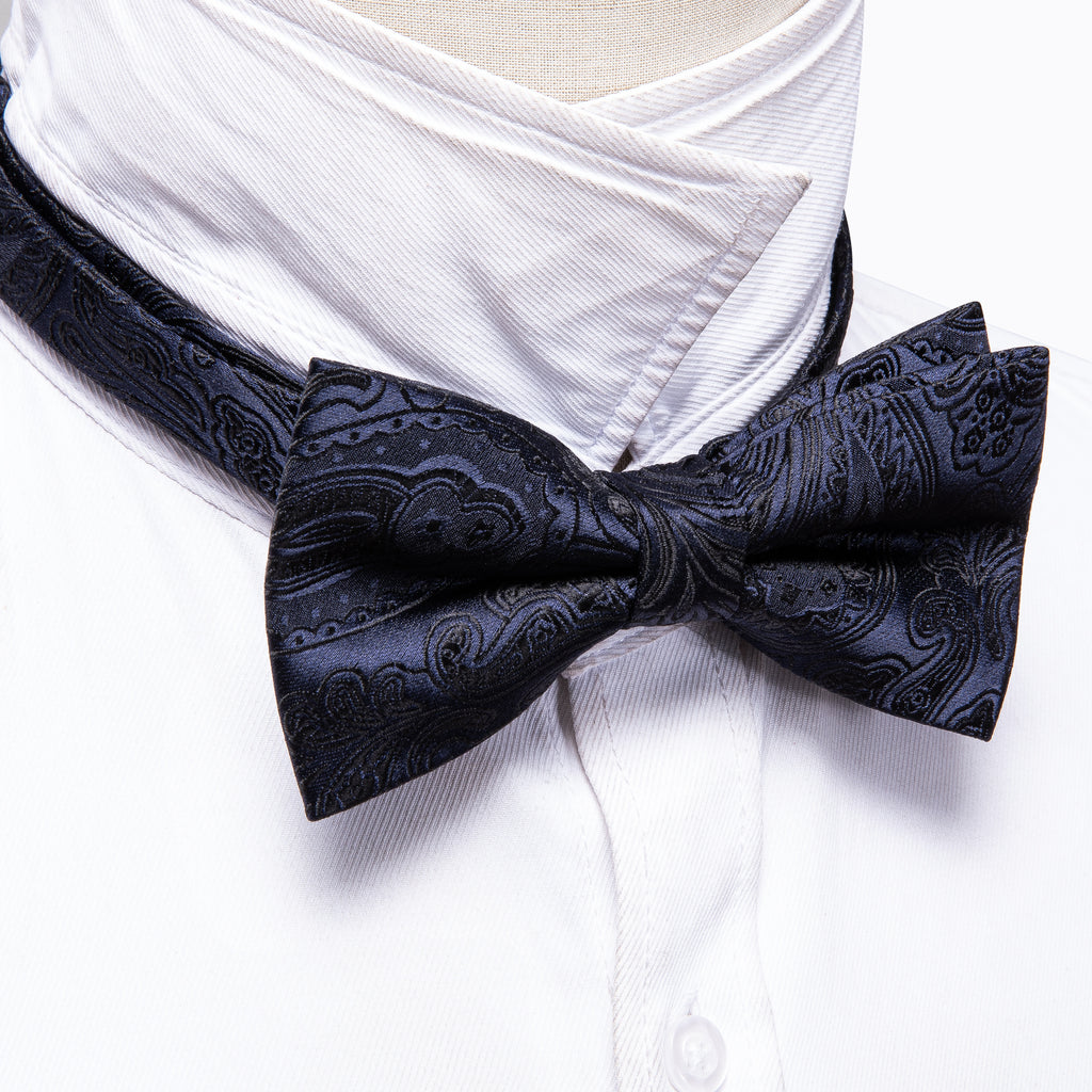 Deep Blue Paisley Bow Tie Set bow ties - Sophisticated Gentlemen