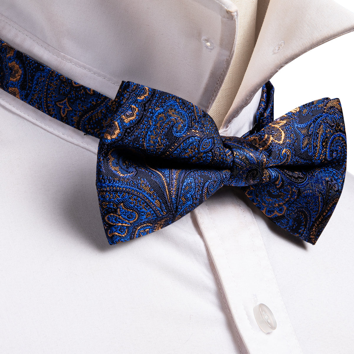 Blue Brown Paisley Bow Tie Set bow ties - Sophisticated Gentlemen