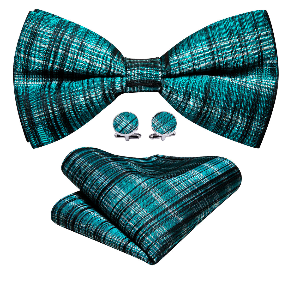 Blue White Striped Bow Tie Set bow ties - Sophisticated Gentlemen