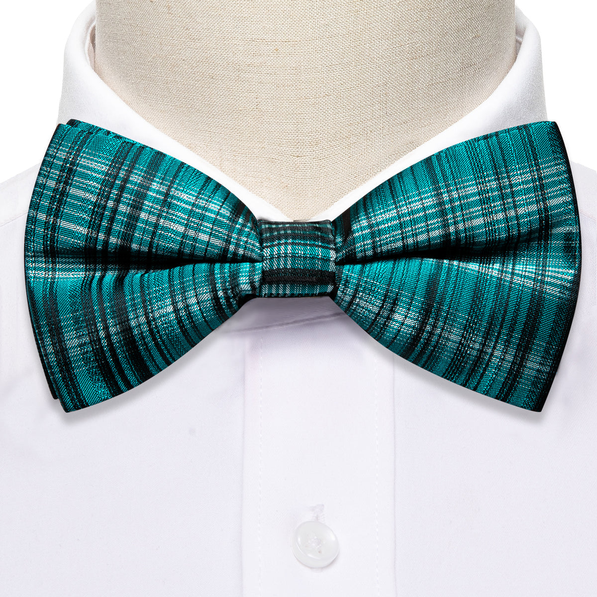 Blue White Striped Bow Tie Set bow ties - Sophisticated Gentlemen
