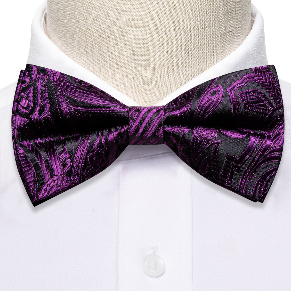 Purple Black Paisley Bow Tie Set bow ties - Sophisticated Gentlemen